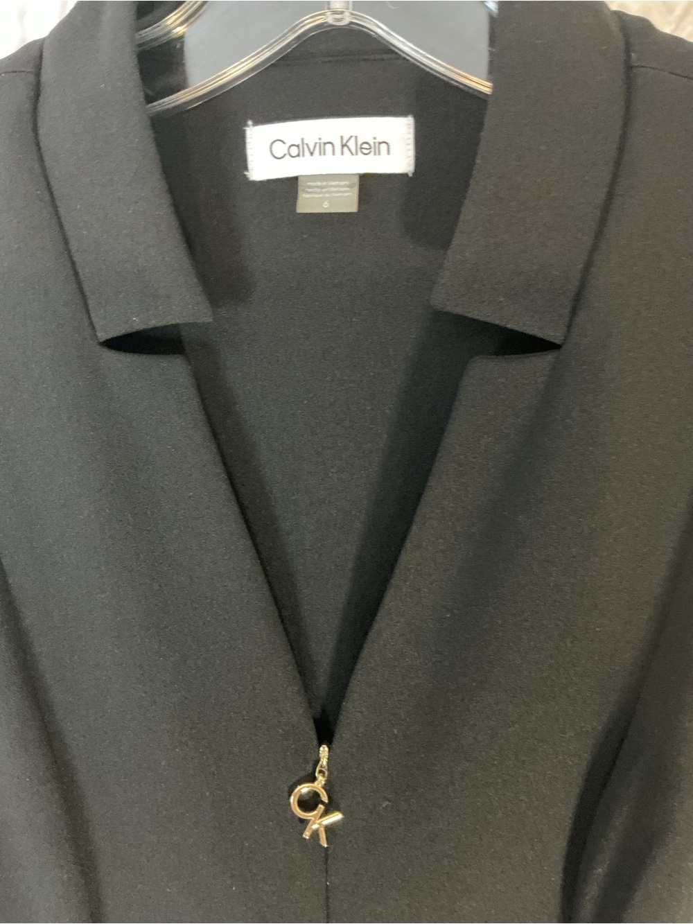 Calvin Klein Black Sleeveless Fit & Flare Midi Dress Gold CK Zip Size 6 - Picture 2 of 4